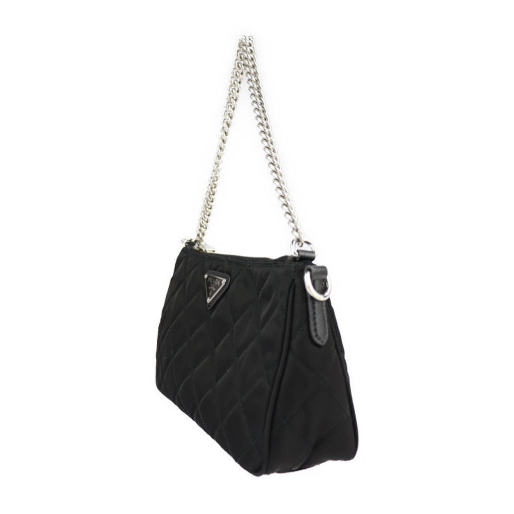 Prada Shoulder Nylon Black Bag Leather
